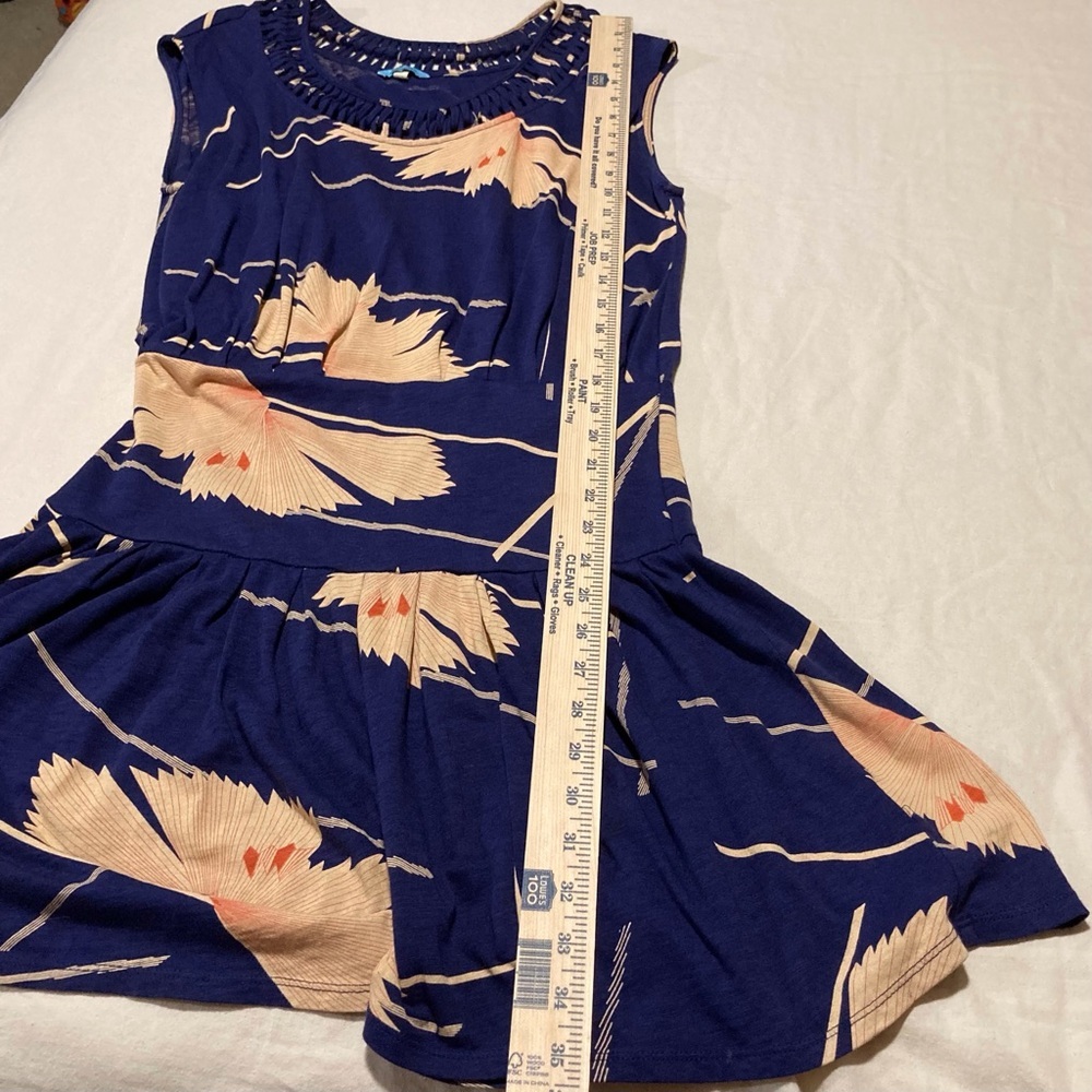Leifnotes by Anthropologie Navy Blue Sleeveless Knit Dress with‎ Floral Print - Picture 4 of 13